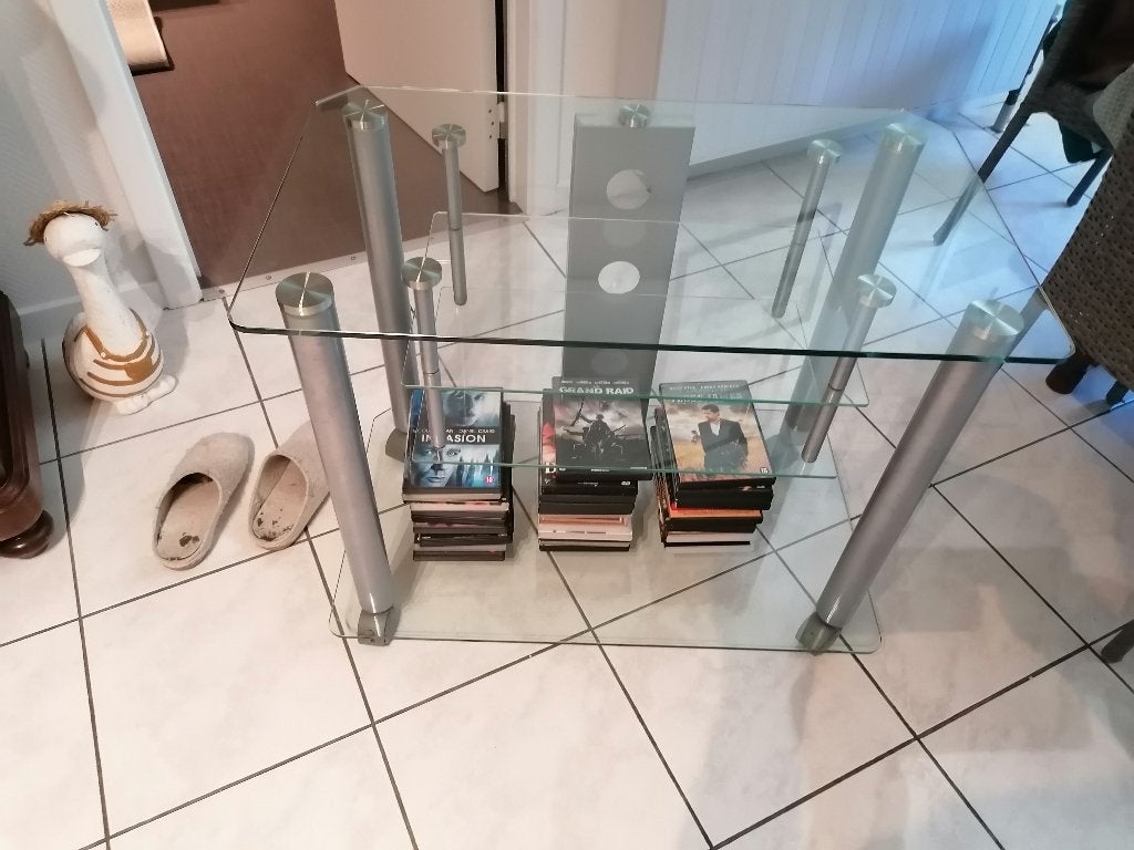 MEUBLE TV, Maison & Meubles, Enlèvement, Comme neuf, Rectangulaire, Verre
