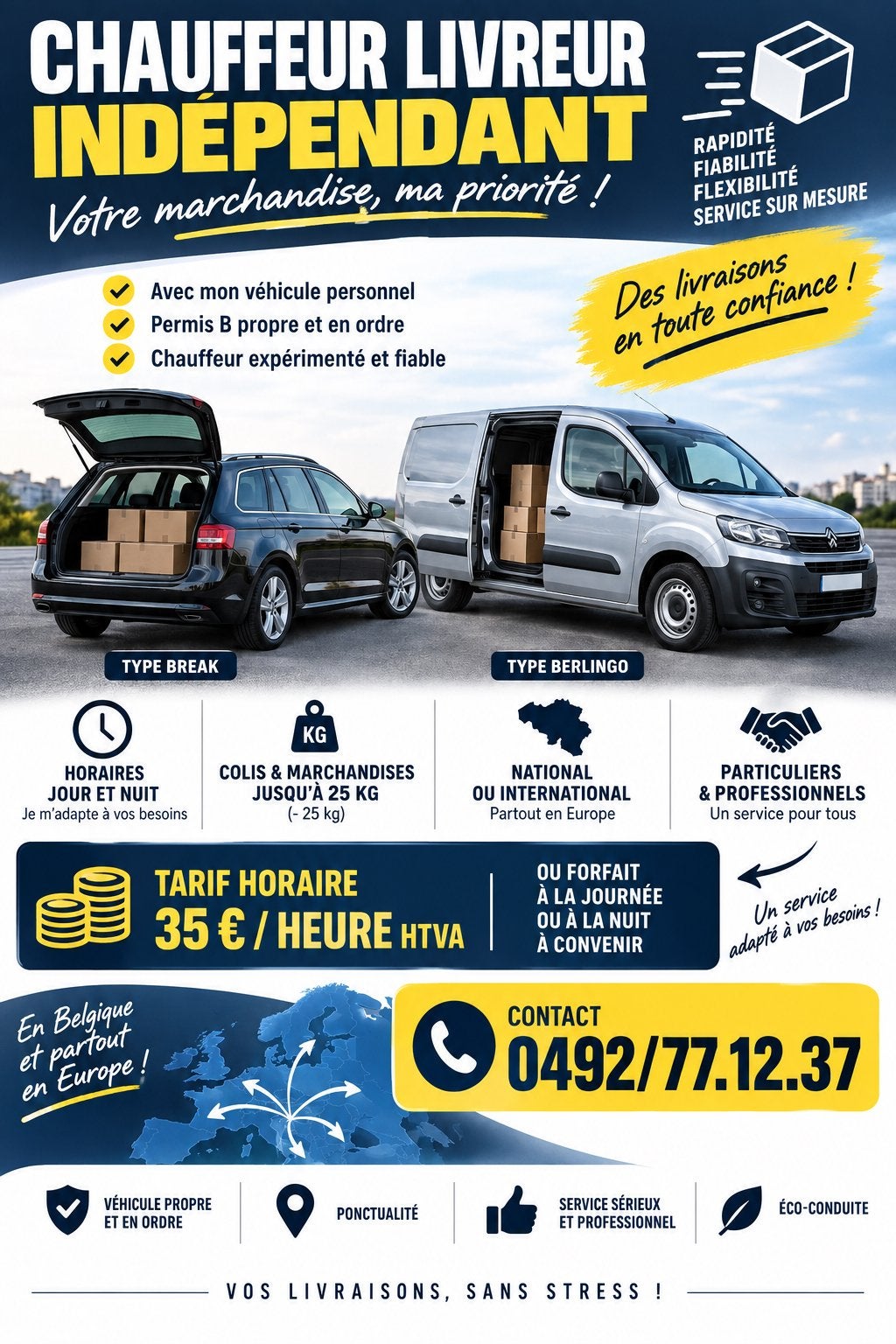 Chauffeur livreur indépendant, Autos : Divers, Enlèvement