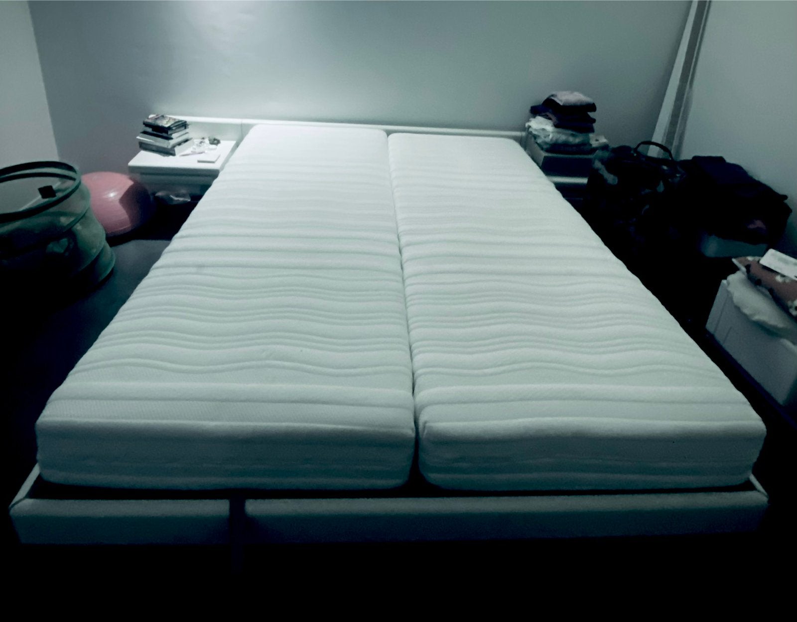 Auping bed met 2 nachtkastjes, Ophalen, Wit, Twijfelaar, 200 cm