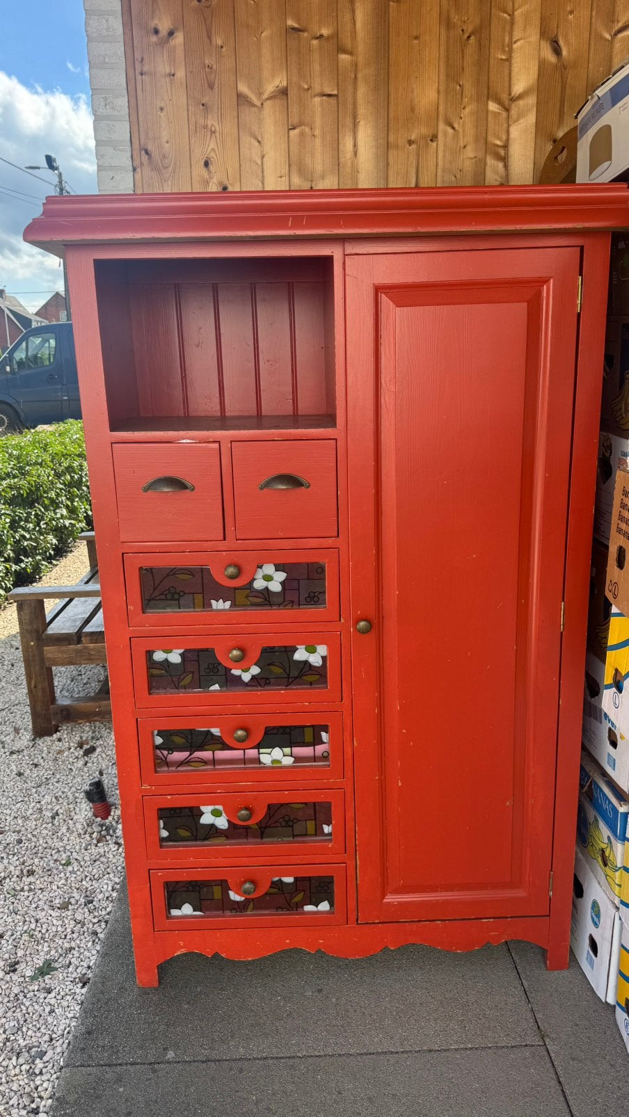 Rode vintage kast, Kinderen en Baby's, Ophalen, Zo goed als nieuw, Kast