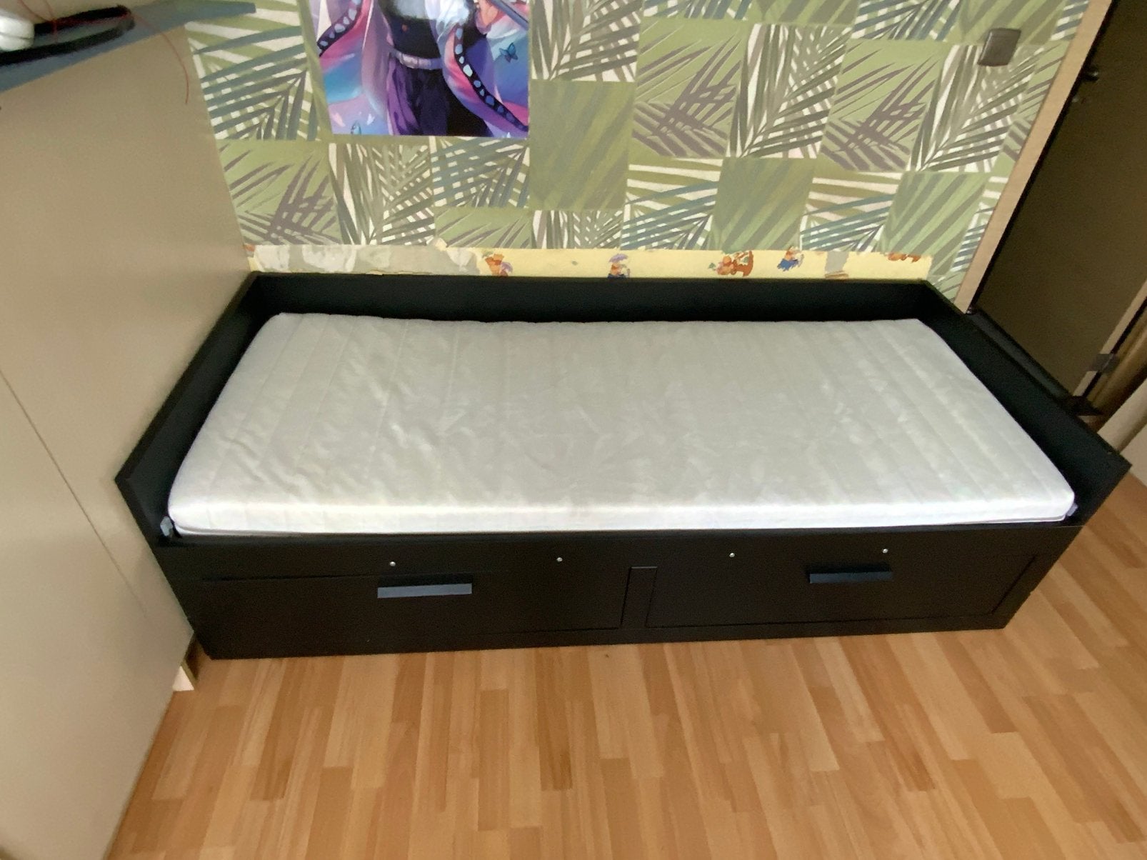 Uitschuifbed ikea, Ophalen, Zwart, Tweepersoons, 200 cm