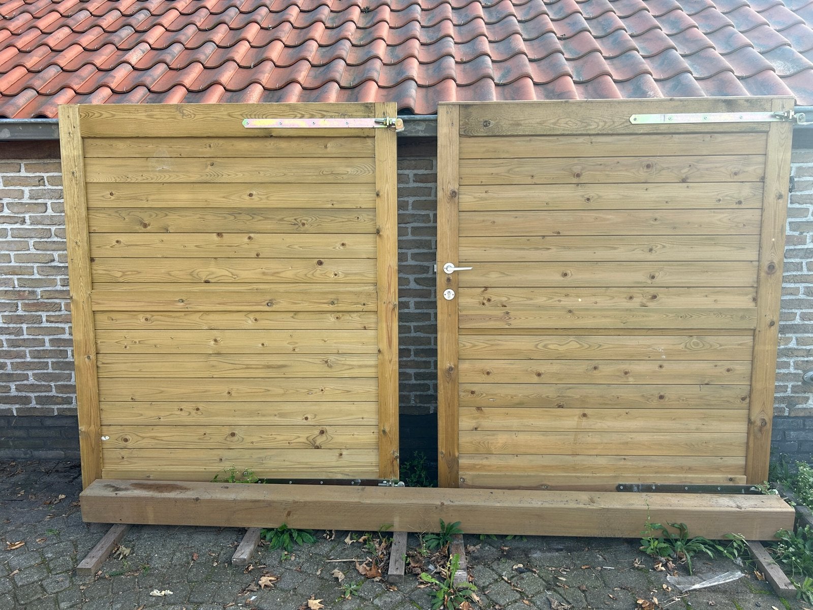 Grenen tuinpoort (3m x 1m80), Tuin en Terras, Ophalen, Zo goed als nieuw