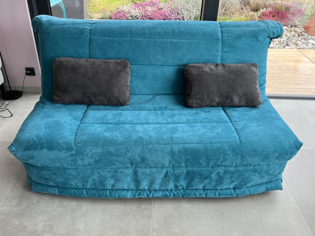 Canapé lit BZ - marque Diva, Comme neuf, Enlèvement, 160 cm, Bleu