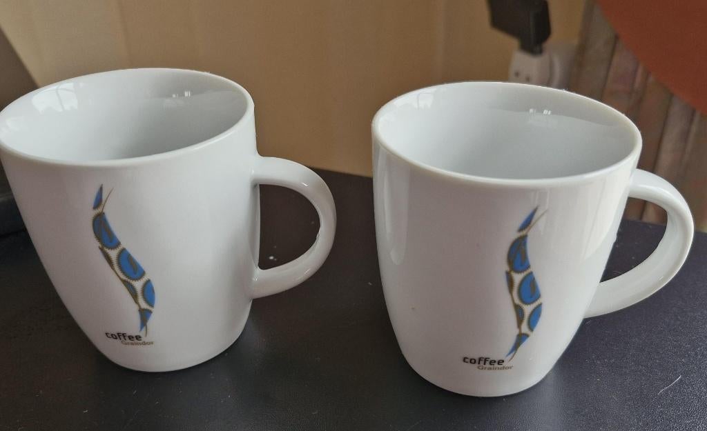 Tasse à café-2 pièces-Graindor-bleu-hauteur 8,5 cm-NEW, Envoi, Neuf, Tasse(s) et/ou soucoupe(s)