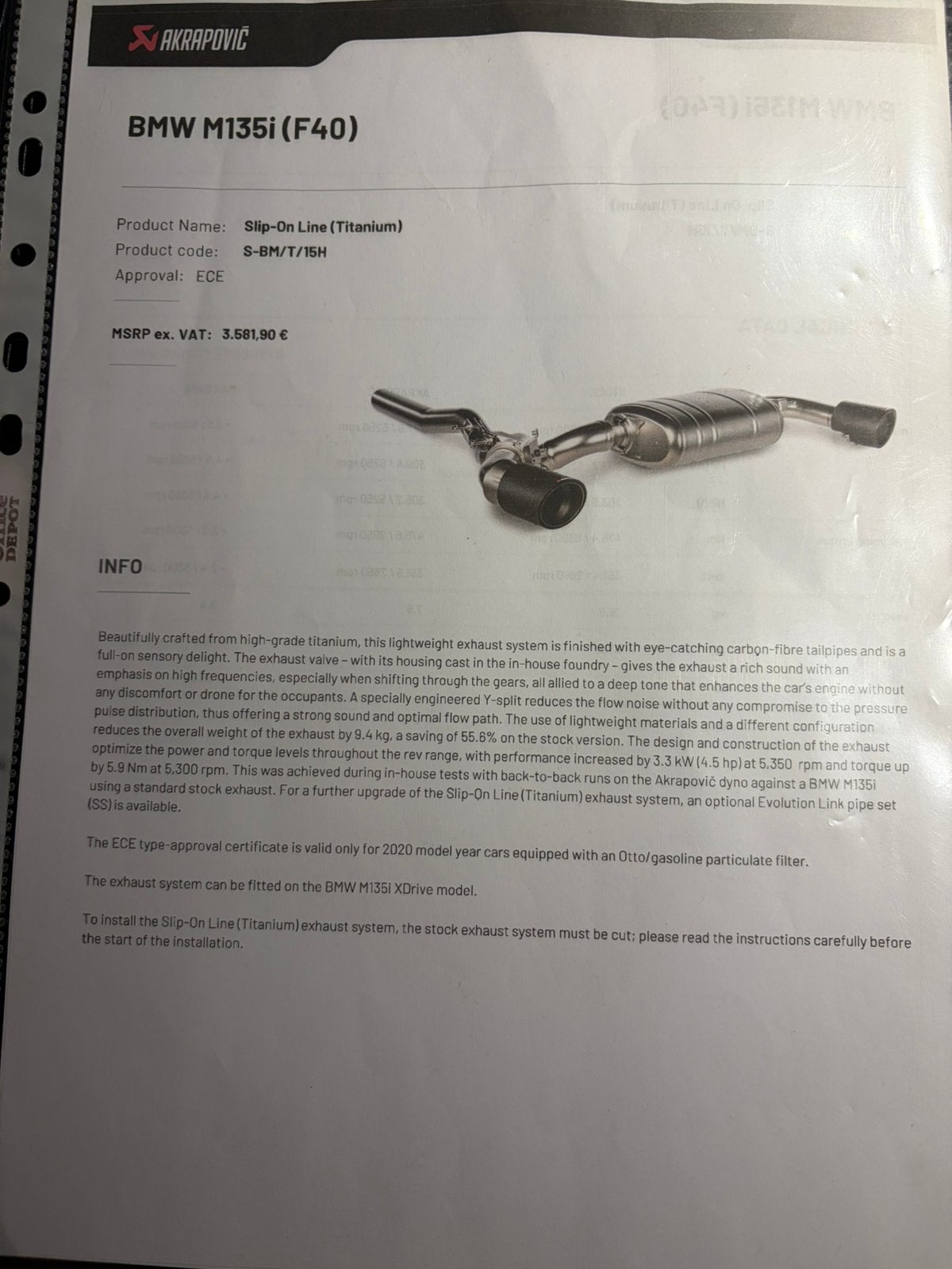 Acrapovic, Ophalen, Zo goed als nieuw