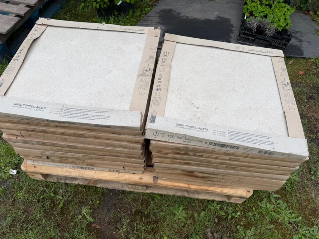 15 m2 Keramische terrastegels 60x60 Beige / zand, Tuin en Terras, Tegels en Klinkers, Ophalen, Keramiek, Nieuw, 10 m² of meer