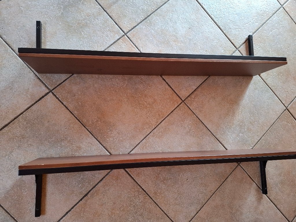 deux tablettes murale en bois et acier noir de 100X20cm, Autres types, Comme neuf, Enlèvement, Bois