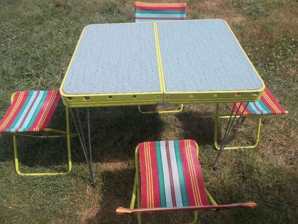 Set camping vintage ENFANT,70s,Lerolin (Style Stiliac)Italie, Caravanes & Camping, Meubles de camping, Utilisé, Chaise de camping