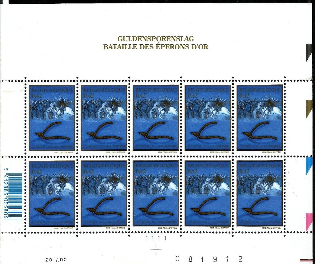 2002 700 jaar Guldensporenslag OBP F3088/9**, Timbres & Monnaies, Timbres | Europe | Belgique, Non oblitéré, Gomme originale, Autre