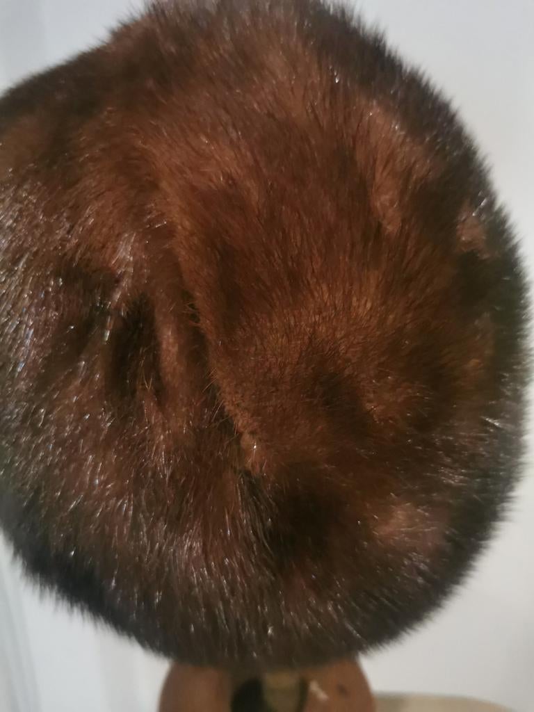 Toque vintage en vison véritable brun, Kleding | Dames, Hoeden en Petten, Ophalen of Verzenden