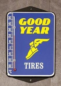 Goodyear banden emaillen reclame thermometer decoratie kado, Collections, Marques & Objets publicitaires, Comme neuf, Ustensile