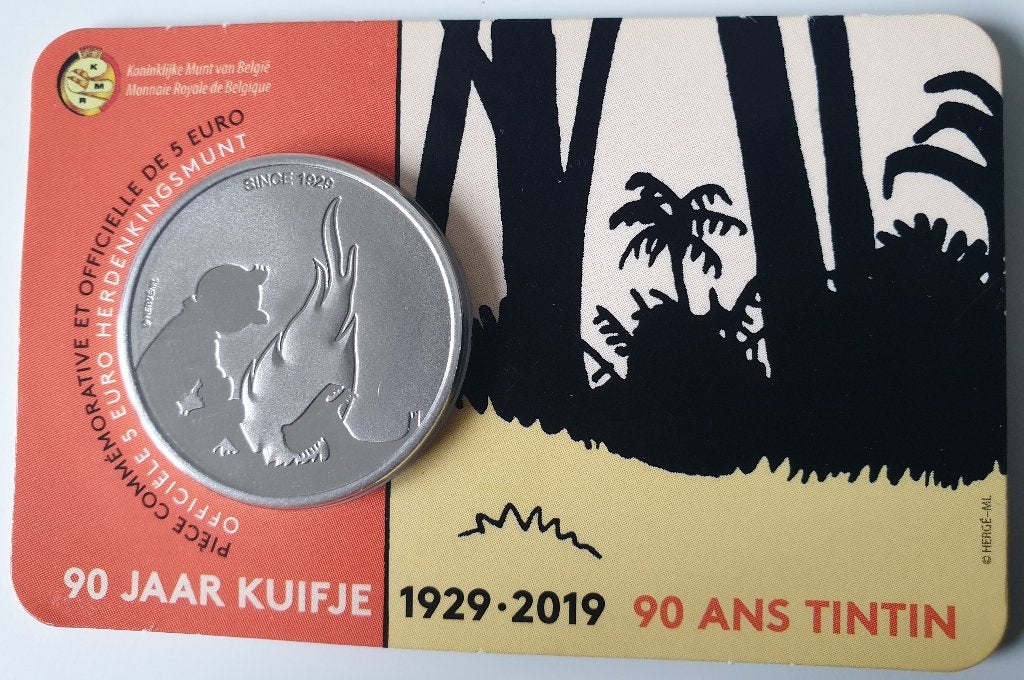 Belgie coincard 5 euro 2019 Kuifje in relief (schaars), Postzegels en Munten, Verzenden, Losse munt