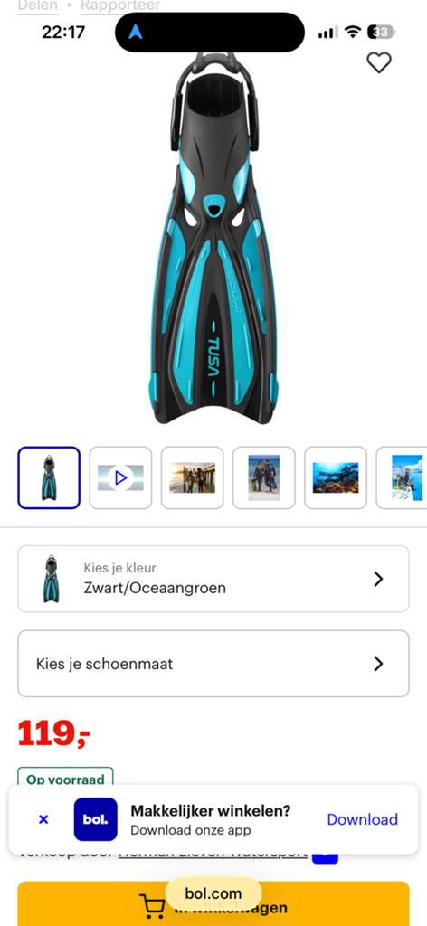 Duikmateriaal Palmen vinnen 39/40, botjes 7mm,, Watersport en Boten, Duiken, Zo goed als nieuw, Ophalen