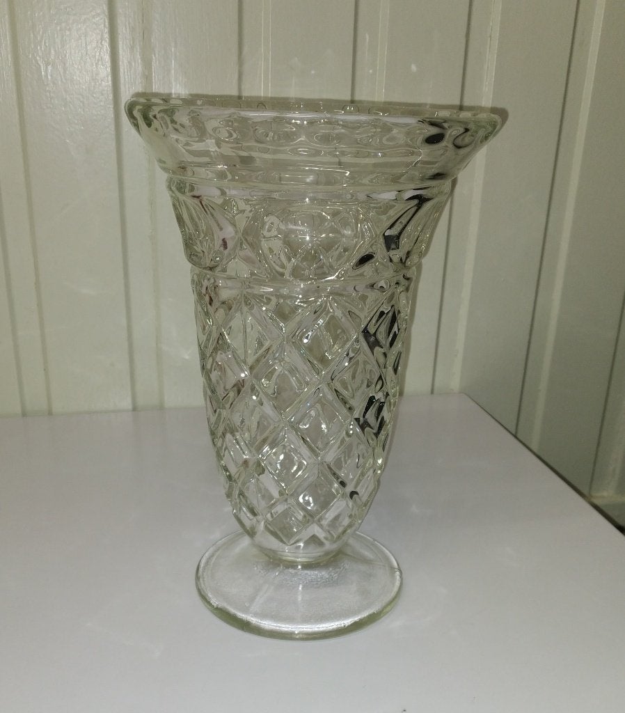 vintage glazen vaas, Huis en Inrichting, Ophalen, Zo goed als nieuw, Glas, 25 cm