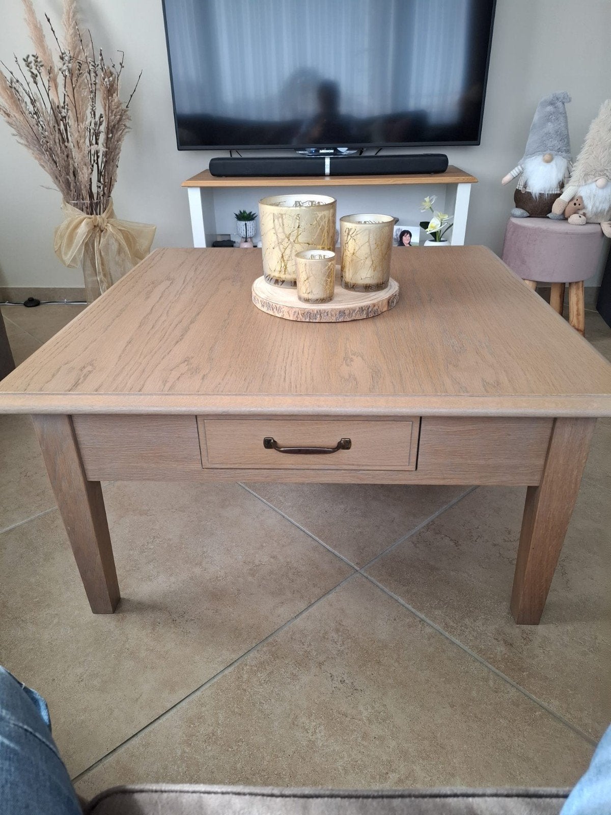 Eiken salon tafel, Ophalen, Vierkant