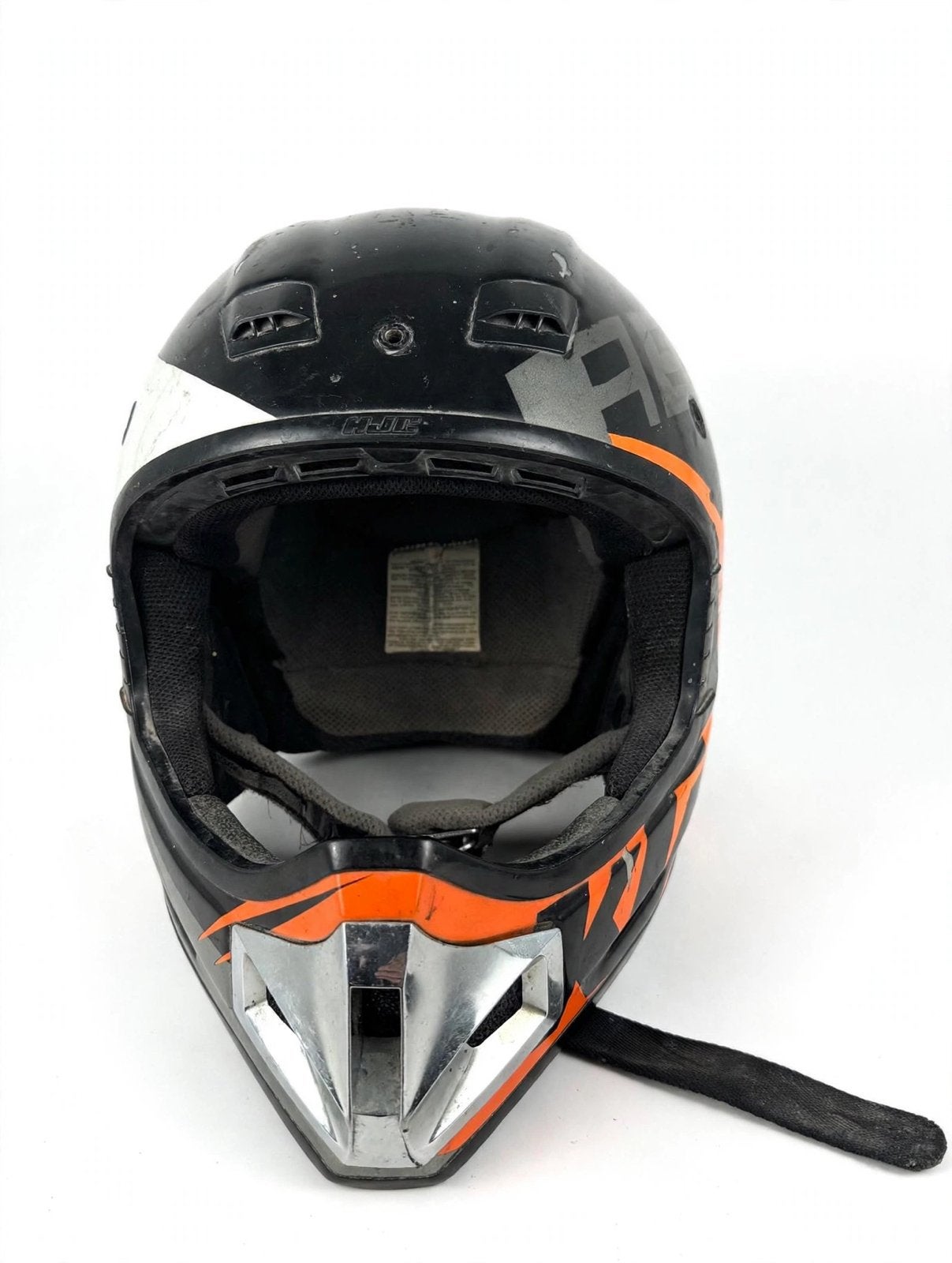 Cross HJC-helm zwart/wit/oranje - E1 goedgekeurd, Motoren, Ophalen, HJC