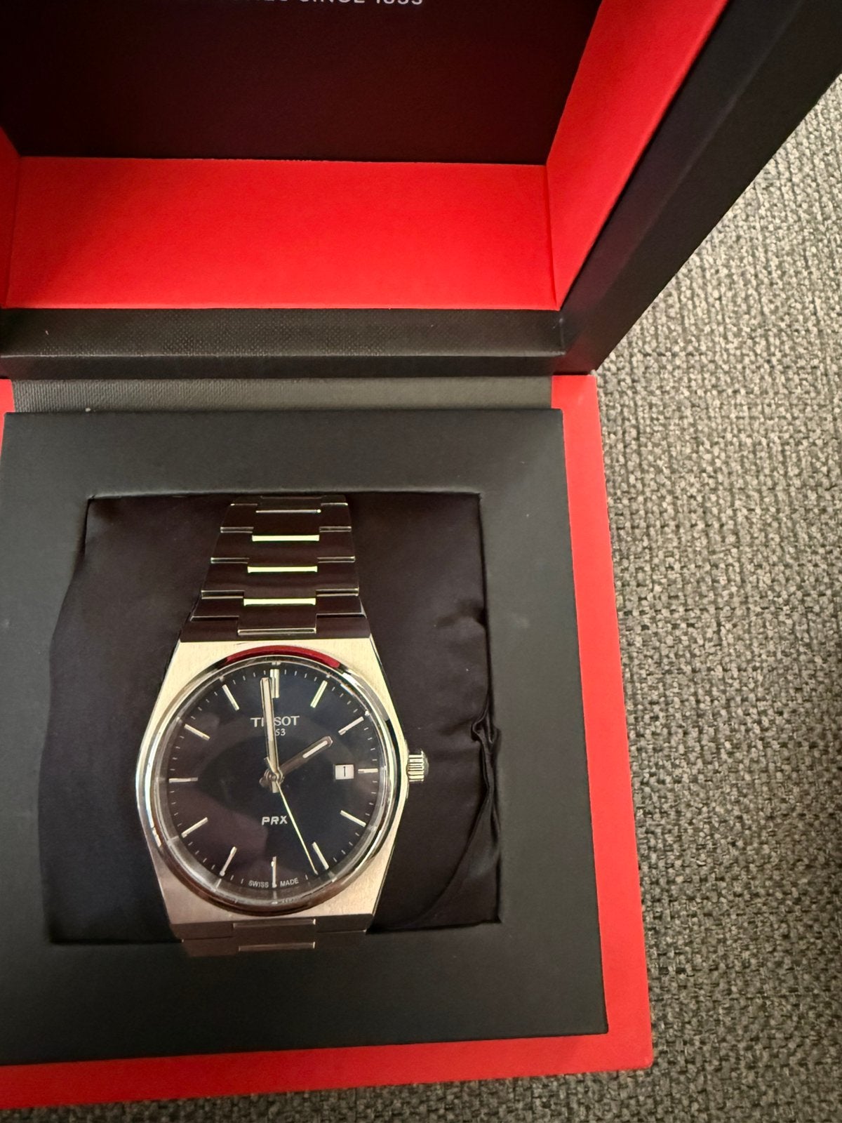 Tissot PRX 40 mm Quartz – Blauwe wijzerplaat, Handtassen en Accessoires, Horloges | Heren, Ophalen of Verzenden, Zo goed als nieuw