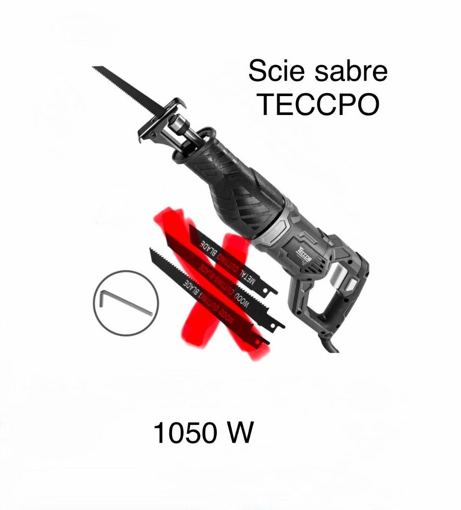 Scie sabre TECCPO, 600 à 1200 watts, Scie sabre, Moins de 30 mm, Enlèvement