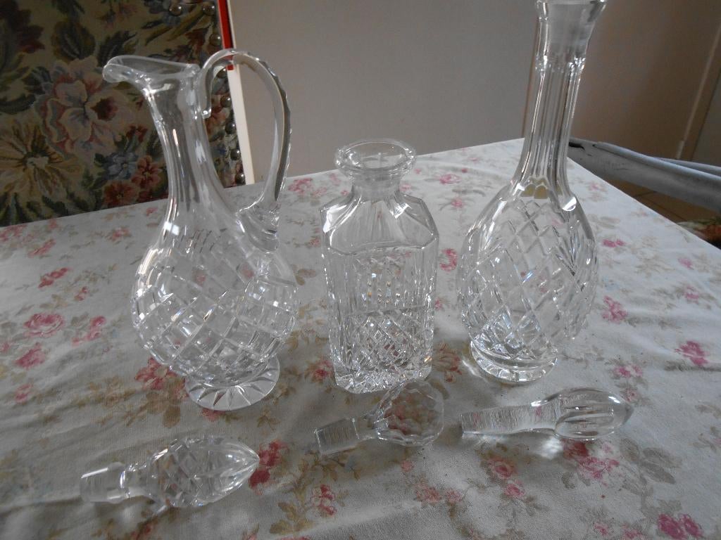 3 vintage glazen karaffen-Boheems kristal, Antiek en Kunst, Ophalen of Verzenden