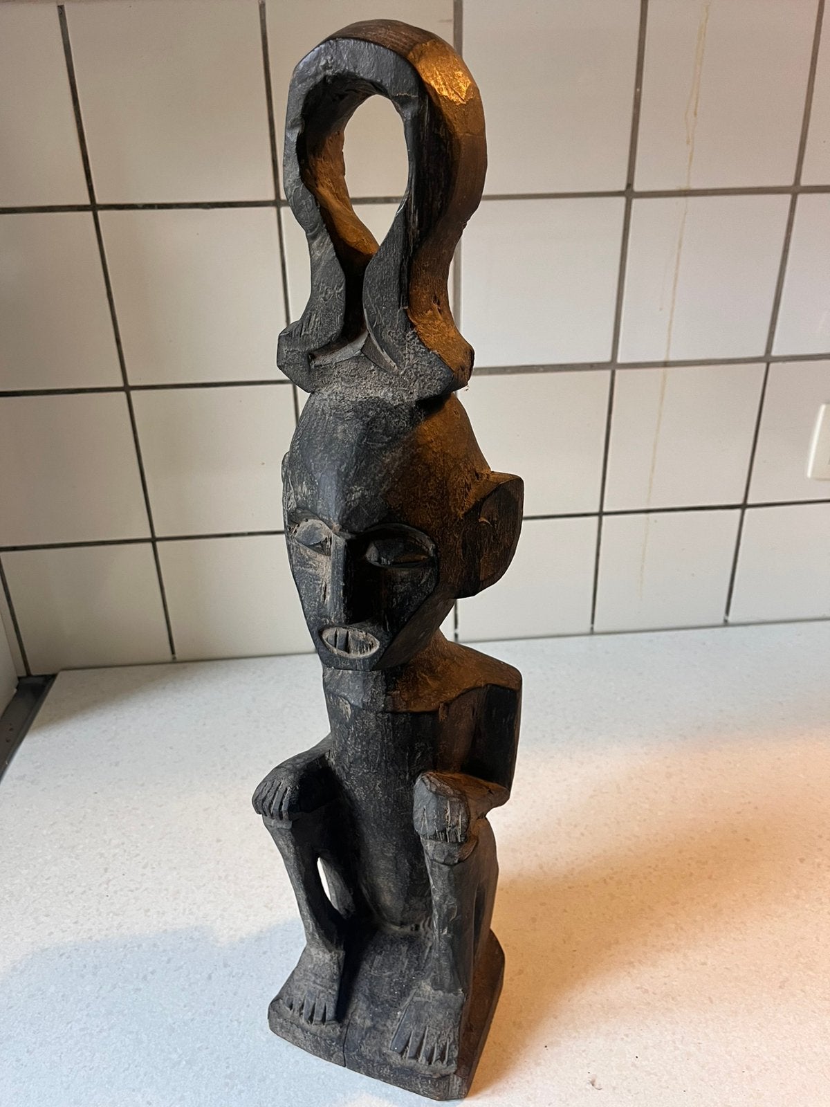 Afrikaans houten beeld, Antiek en Kunst, Ophalen, 50 - 100 cm, Gepatineerd, Beeld