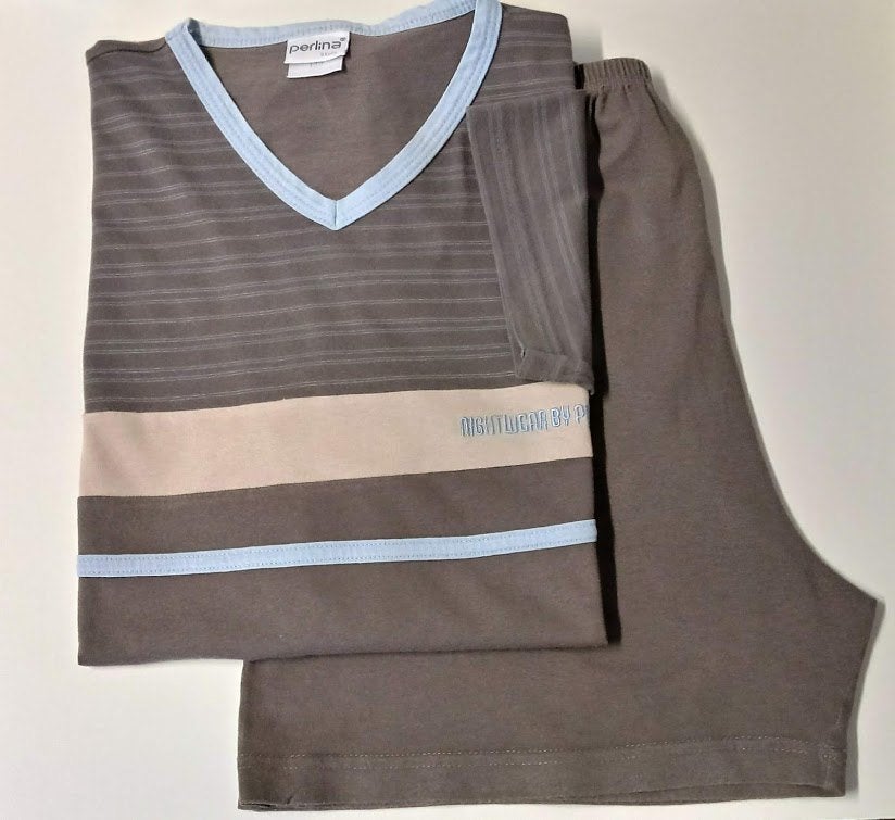Bruine pyjama met korte broek van Perlina, S (188), Ophalen of Verzenden, Zo goed als nieuw