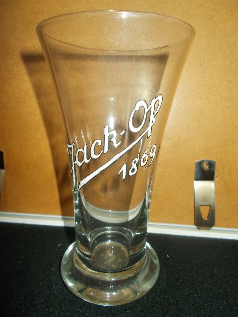 WERCHTER - heel oud glas JACK-OP - emaille - Brij. Van Roost, Verzamelen, Ophalen, Gebruikt, Glas of Glazen, Stella Artois