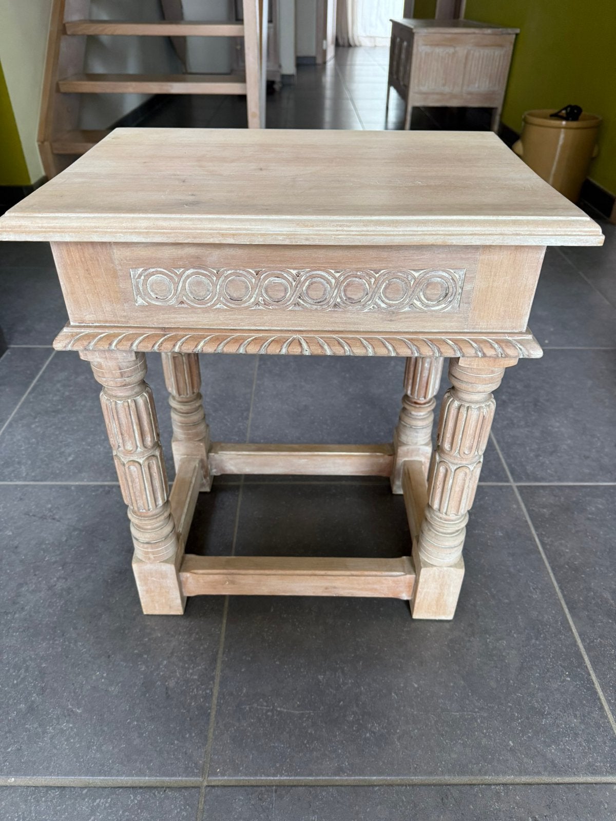 Table de rangement/table à coudre unique en chêne sablé, Maison & Meubles, Enlèvement, Comme neuf