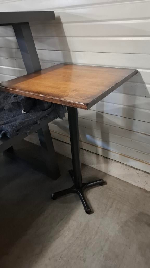 10 cafe horeca mancave statafel antiek finish hout + krukken, Ophalen of Verzenden