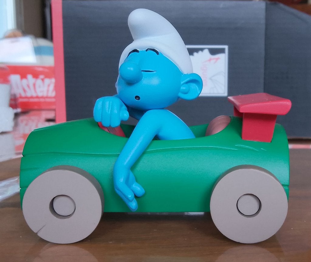 Figuur Smurf Lazy Figures Et Vous, Verzenden, Zo goed als nieuw, Luie Smurf, Poppetje, Figuurtje of Knuffel