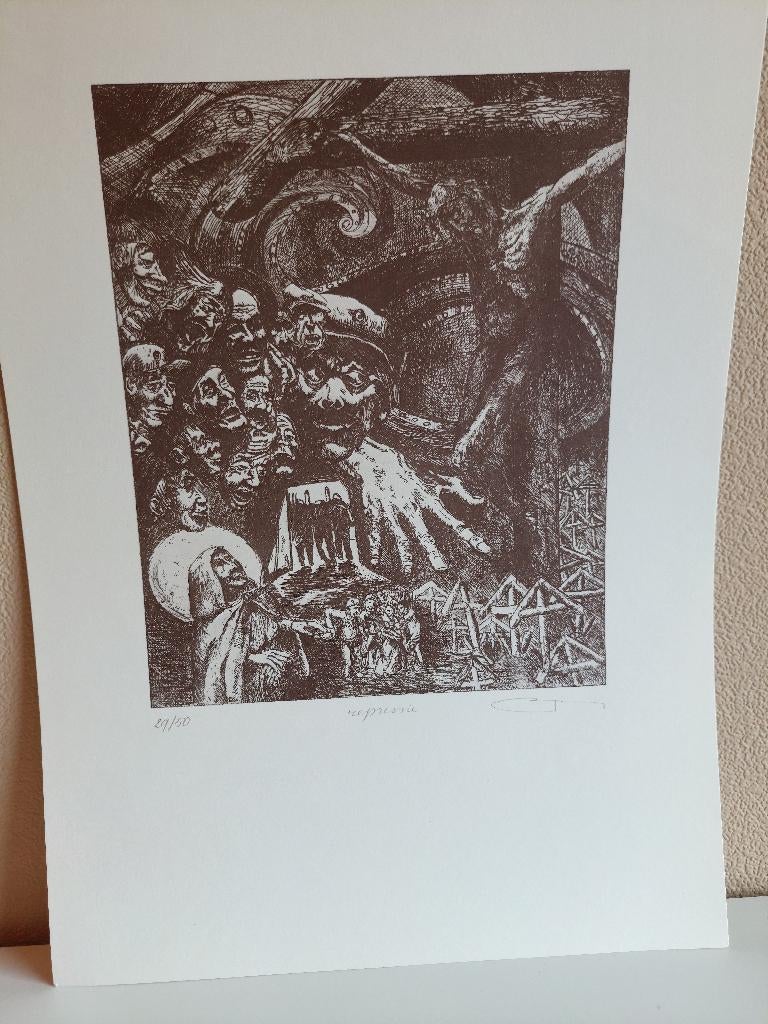 Gesigneerde Ets "Repressie" – V. Buys (29/50), Enlèvement