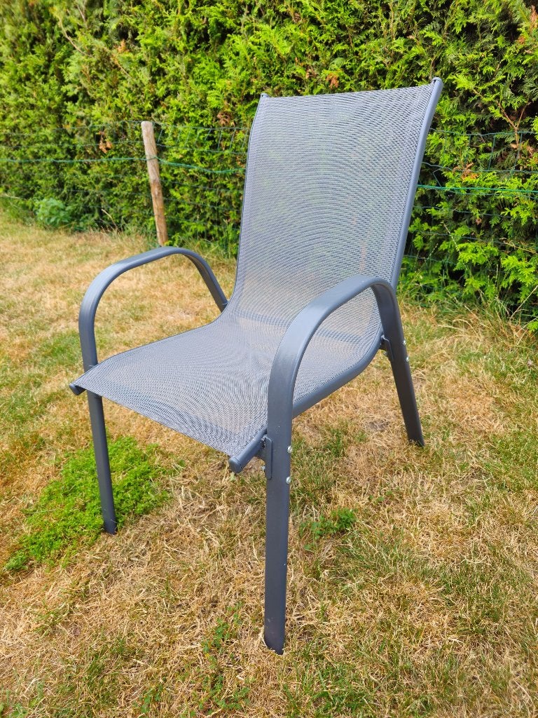 6 stijlvolle alu tuinstoelen - Stapelbaar – goede staat, Jardin & Terrasse, Chaises de jardin, Utilisé, Aluminium, Empilable, Enlèvement