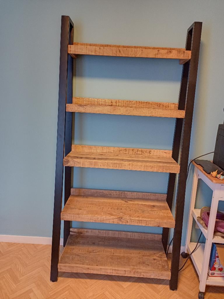 Boekenrek hout/metaal, Ophalen, Zo goed als nieuw