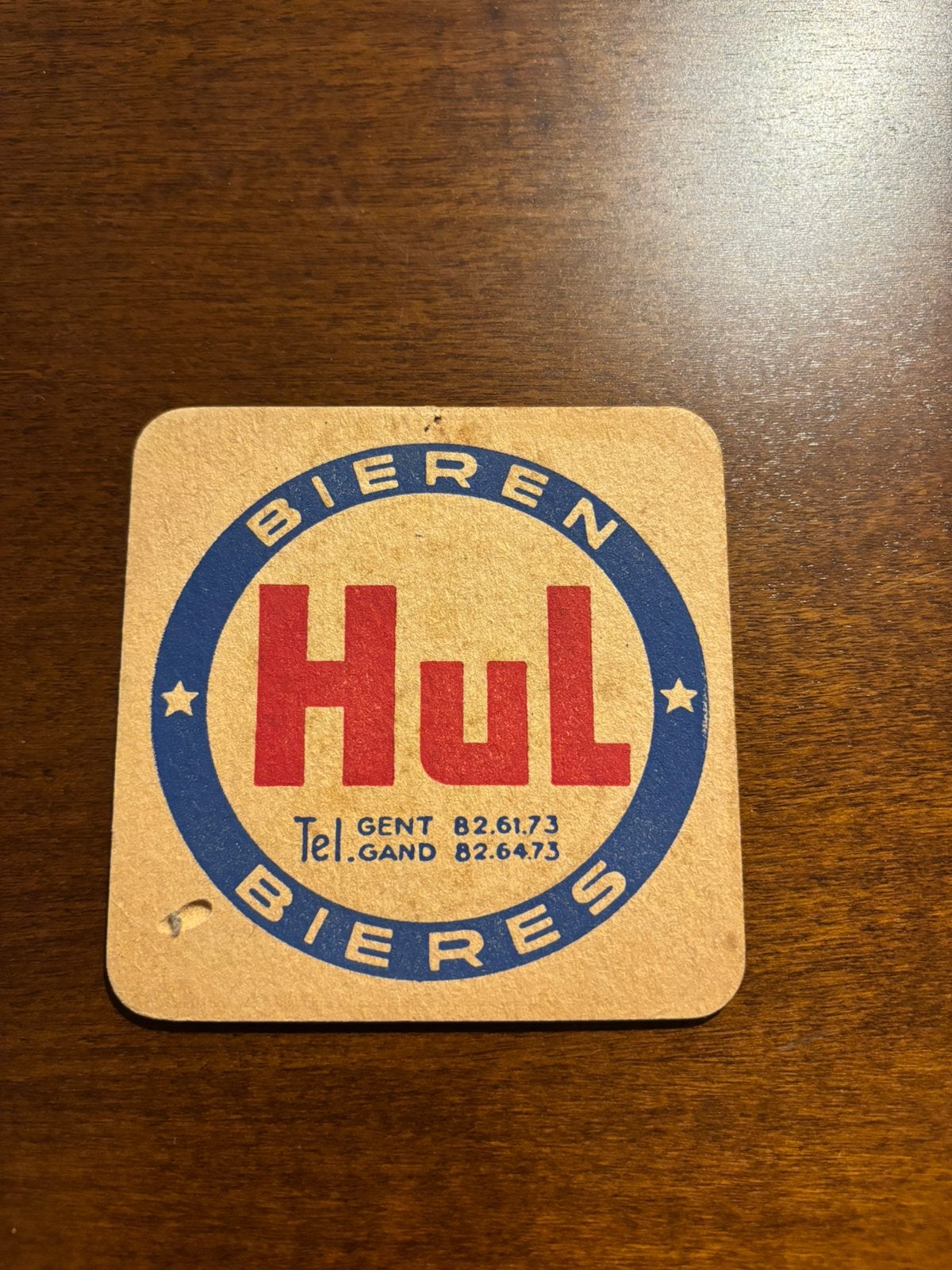 Oude bierkaart bierviltje Hul Bieren Merelbeke, Verzamelen, Ophalen of Verzenden, Zo goed als nieuw, Gebruiksvoorwerp