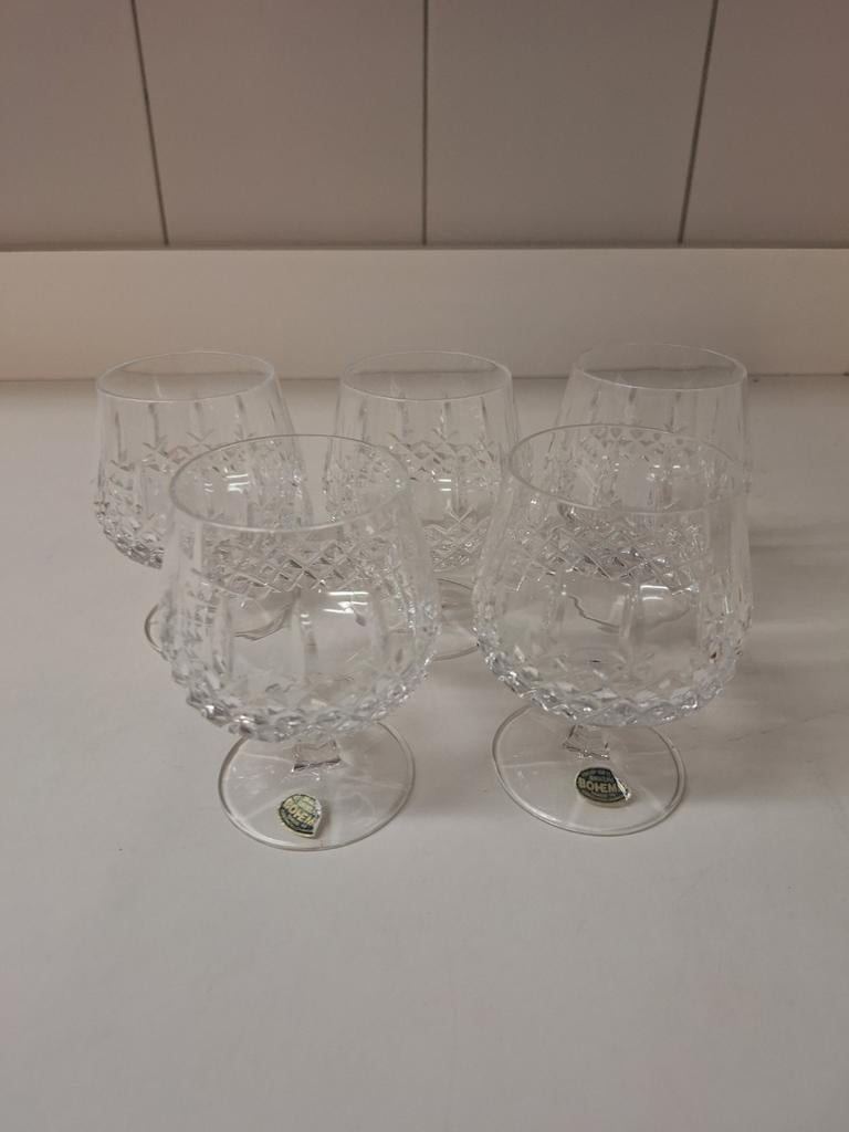 5 cognac glazen kristal, Antiek en Kunst, Ophalen of Verzenden