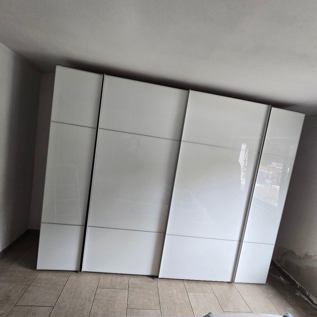 Armoire/Garde-robe2 Coulissantes + 2 Normales - Blanc-305 cm