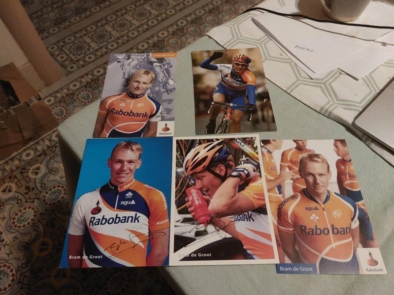 5 Wielerkaarten : Bram de Groot / Rabobank, Verzamelen, Ophalen of Verzenden, Gebruikt, Poster, Plaatje of Sticker