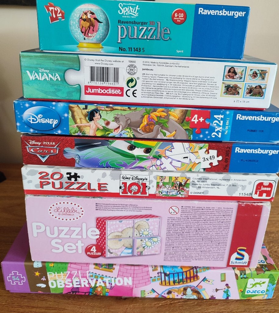 Grote partij kinderpuzzels: Disney, Djeco, en Lillebi, Kinderen en Baby's, Speelgoed | Kinderpuzzels, Ophalen of Verzenden, 10 tot 50 stukjes