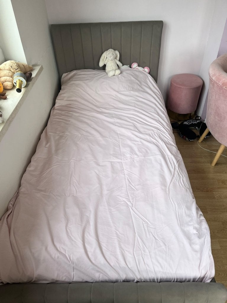 bed, 100 cm, Gris, Tissu, 210 cm