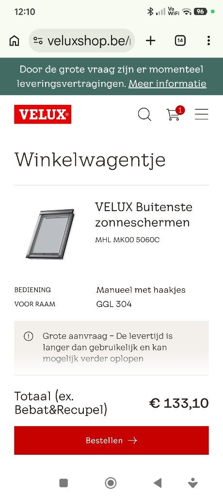 Buitenzonwering Velux, Doe-het-zelf en Bouw, Glas en Ramen, Ophalen, Nieuw, Dakraam