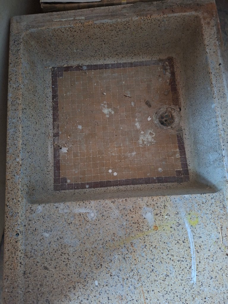 Lavabo/évier en pierre rétro antique/vintage,, Moins de 100 cm, Enlèvement, Utilisé, 50 à 100 cm