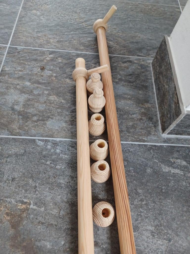 Gordijnrail hout met bijhorende ringen te koop, Enlèvement, Neuf, Brun, 200 cm ou plus