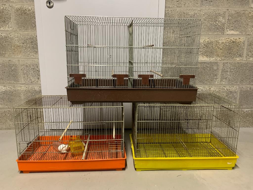 3 cages à canaris (cages d'élevage), Ophalen, Gebruikt, Metaal, Broedkooi of Kweekkooi
