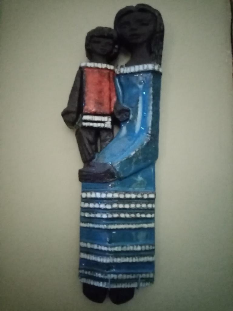 Vierge à l'enfant céramique perignem