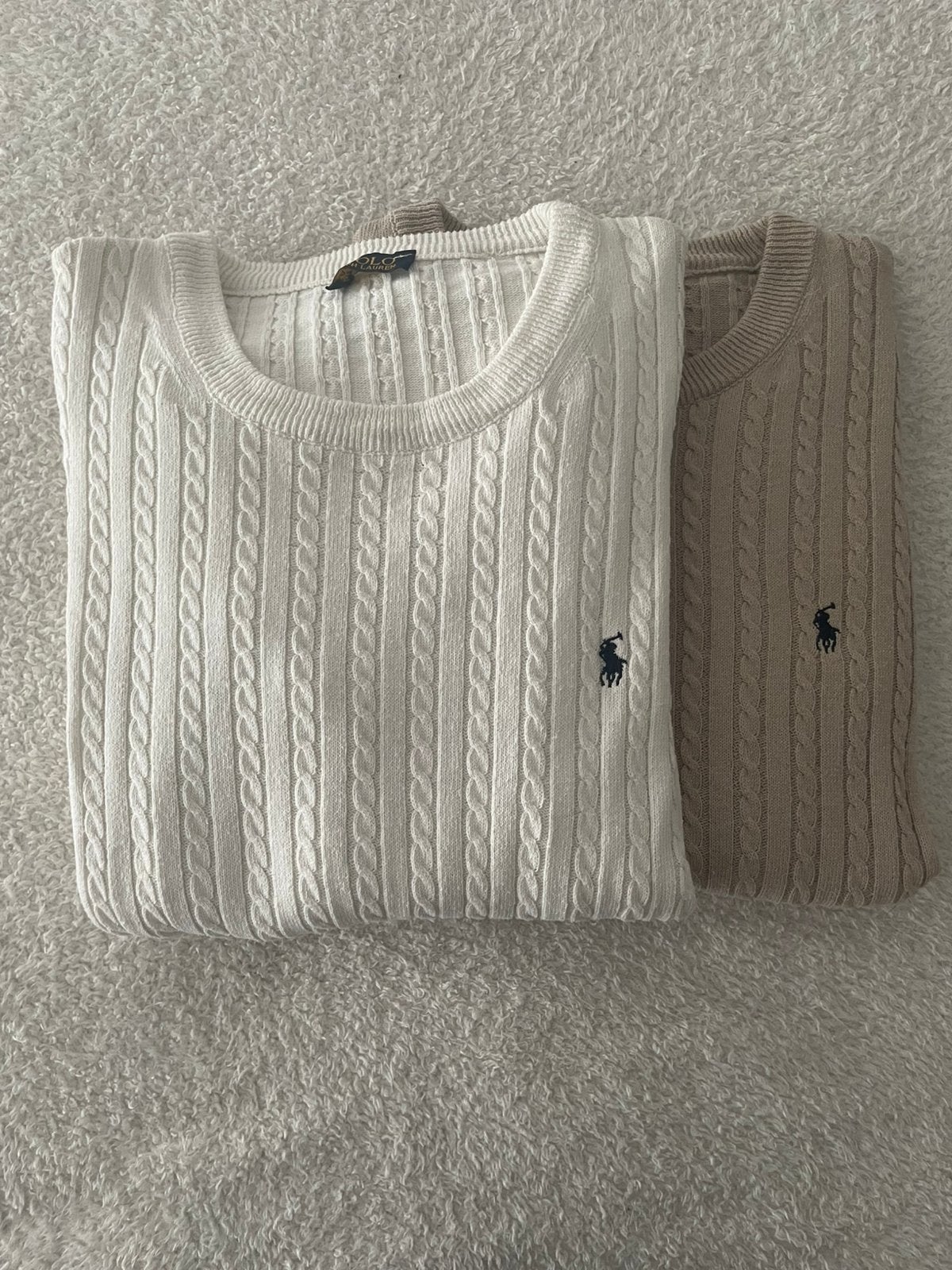 Polo Ralph Lauren kabeltruien in crèmewit en beige, Verzenden, Zo goed als nieuw