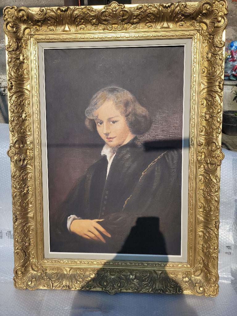 zeer mooie schilderij in mooie lijst JONGELING, Ophalen
