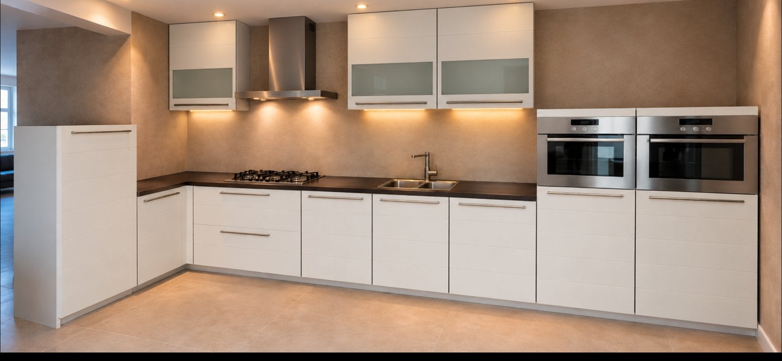 NIEUWE LUXE HOEKKEUKEN TE KOOP – ONGEBRUIKT, Ophalen, Wit, Hoekkeuken, Nieuw