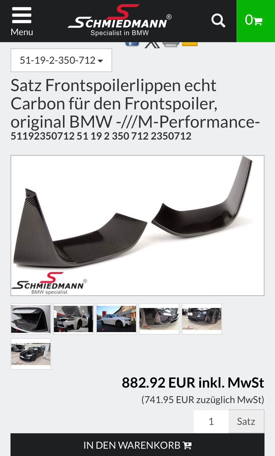 Aileron avant en carbone pour BMW M3 F80 !, Neuf, Pare-chocs, Enlèvement, BMW