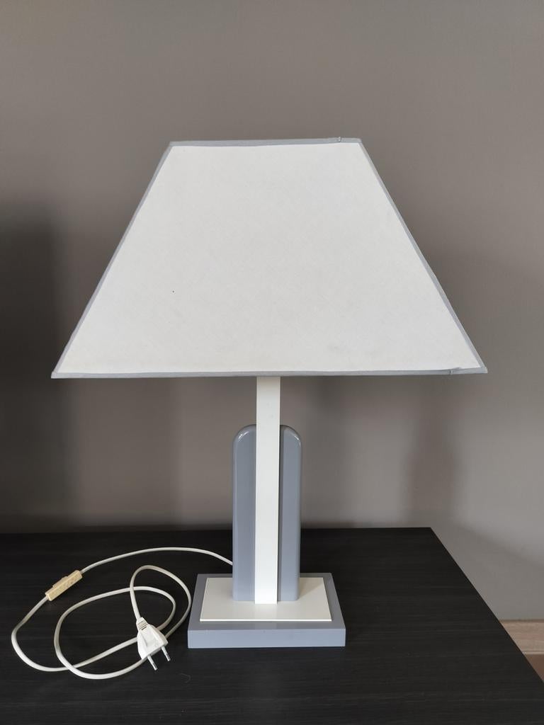 Tafellamp wit met grijs. 60cm/45cm, Ophalen of Verzenden