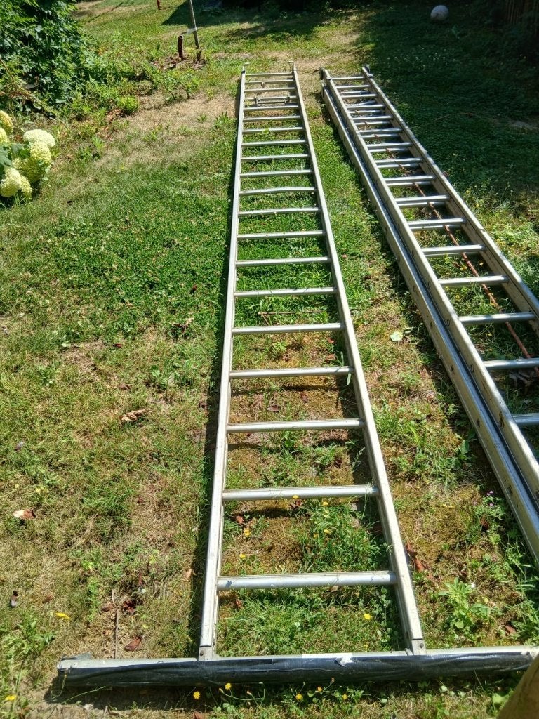 grote ladder 3x20 sporten, Doe-het-zelf en Bouw, Ladders en Trappen, Ophalen, Gebruikt, Ladder, Opvouwbaar of Inschuifbaar