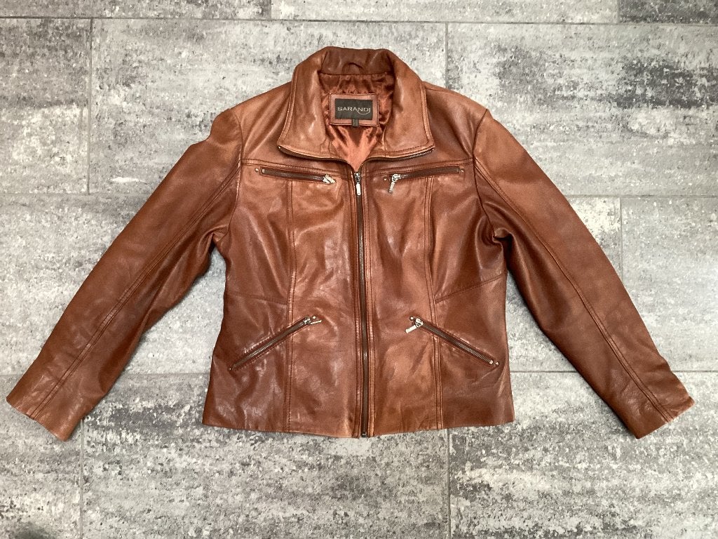 Jas Sarandi cognac leder 44, Bruin, Maat 42/44 (L), Sarandi, Ophalen of Verzenden